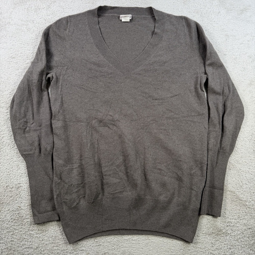 J Crew Sweater Mens Large Brown 100% Cashmere V-Neck Pullover Soft Lightweight